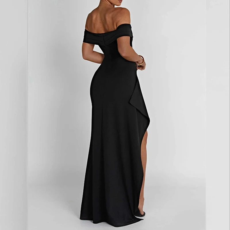 Elegant One Shoulder Split Dress Elegant Party Evening Dress Casual High Waist Knitted Open Back Sexy Dress