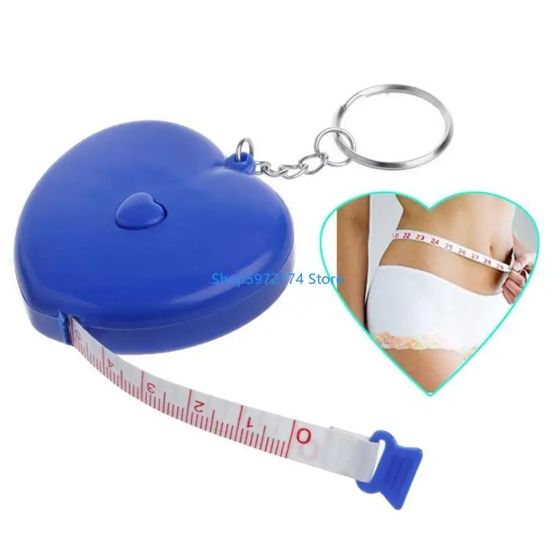 Y3NB Keychain Portable Retractable Ruler Heart-shaped Tape Measure 1.5m