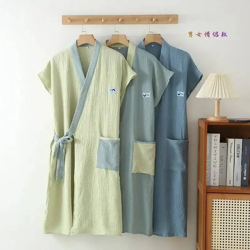 

Разноцветный банный халат для пар, носимое платье без рукавов, кардиган, ночное платье, женские хлопковые халаты, одежда для комнаты