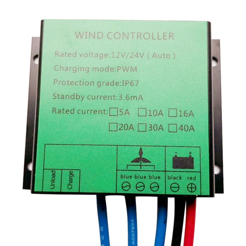 Controlador PWM 300W controlador de carga de turbina eólica regulador a prueba de agua para generador eólico 12V 24V interruptor automático 16A