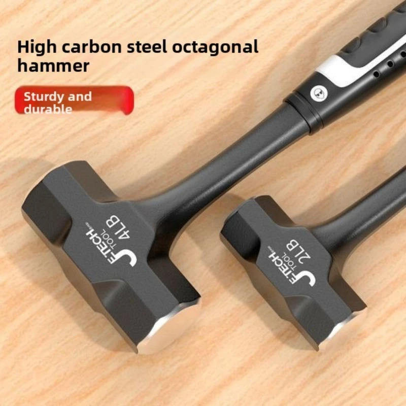 JETECH Octagonal Hammer High Carbon Steel Heavy-Duty MultiFunctional Hand Tool for Wall-Breaking High Hardness Integrated Design