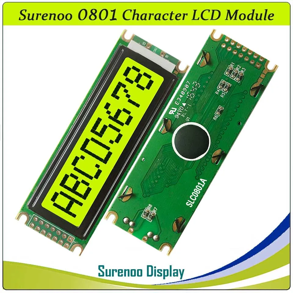 Surenoo 801 0801 8X1 Character LCD Module Display Screen LCM LED Backlight AIP31066 SPLC780D KS0066 HD44780