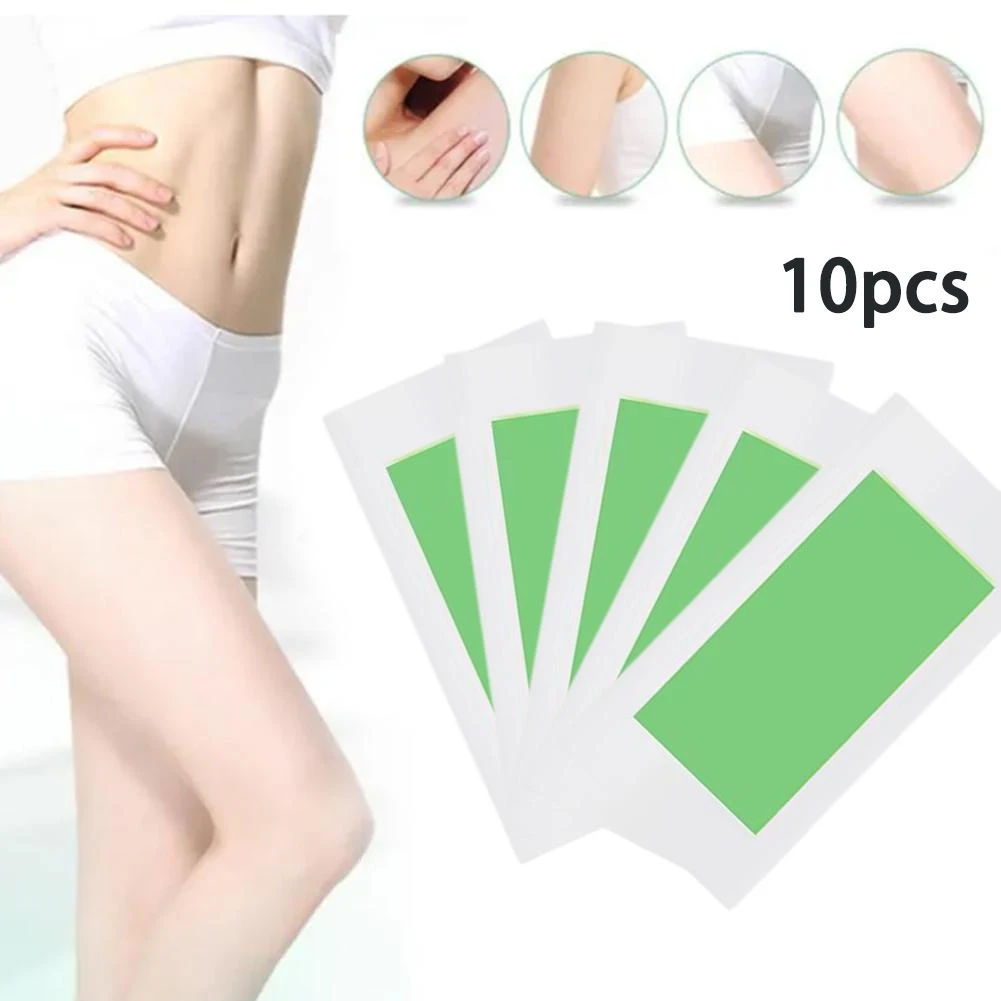 

10 шт. профессиональные восковые полоски для удаления волос, двухсторонняя бумага для холодного воска для летней депиляции для ног, тела, лица, полезная женщина