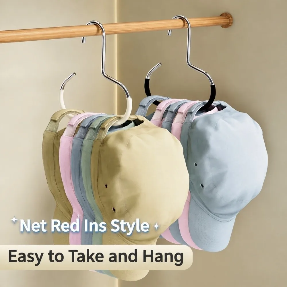 10pcs Fashionable Metal Hat Storage Hooks Easy-to-Install Multi-Functional Wardrobe Organization Decor Simple Plastic Frame