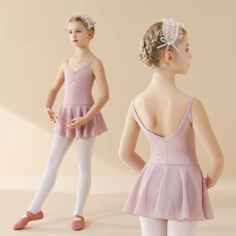 Roupa de dança de balé sem mangas, vestido de balé para meninas, collant de balé infantil, vestido de dança, vestido tutu, saias de dança infantil com tule