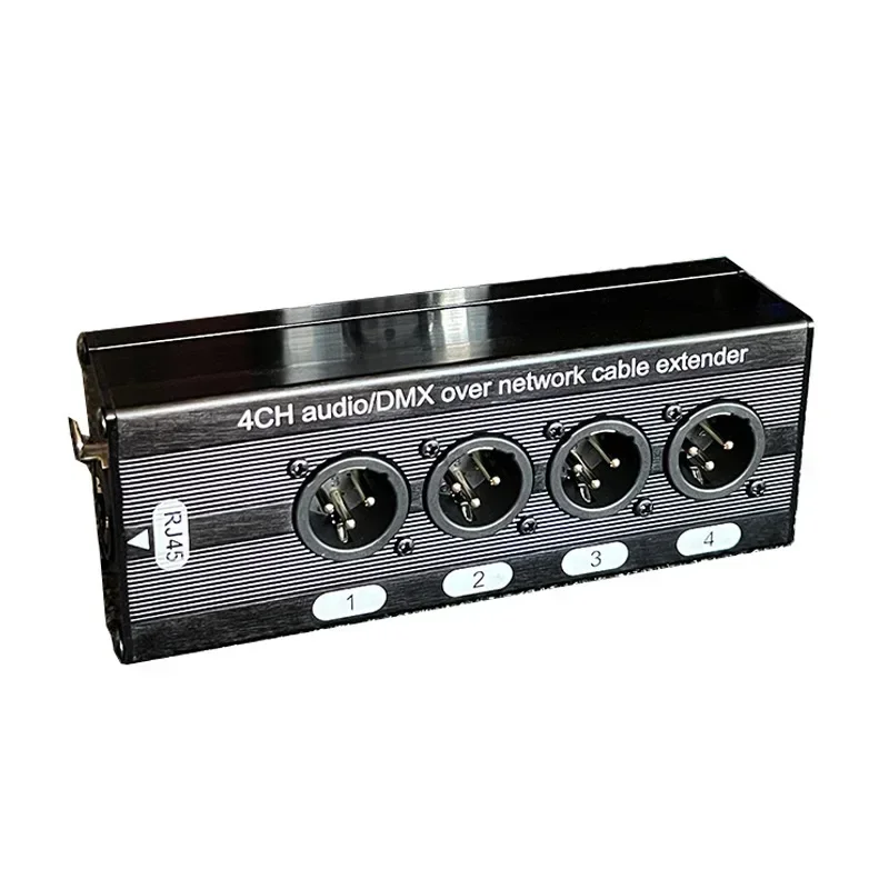 4-Channel 3-Pin XLR Audio and DMX512 over Network Cable Extender, DMX512 Network Signal Extender Male or Female