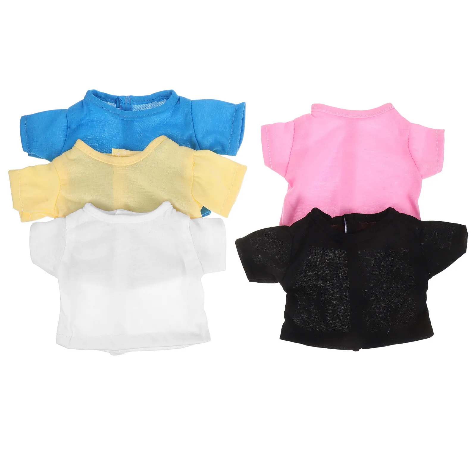 5Pcs Bear T-Shirts Short Sleeve Solid Color Comfortable Clothes for 18 Inch Puppet Clothes Stuffed Animal Costume Bear