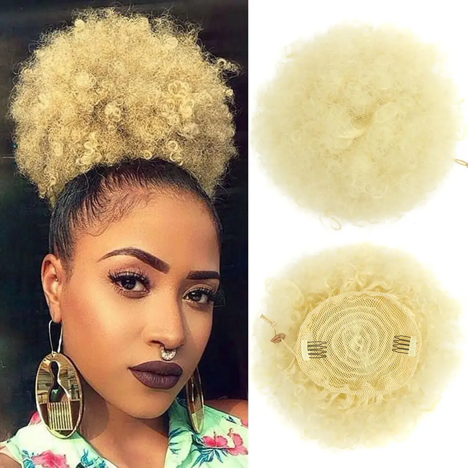 

Синтетический афро-пучок на шнурке, короткий кудрявый афро-шиньон для быстрой смены прически