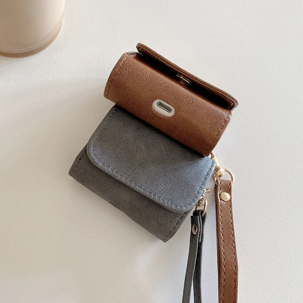 Borsa per auricolari Business di lusso per custodia AirPods 4 custodia protettiva portatile in pelle opaca tinta unita per AirPods 1 2 3 Pro 2 2nd