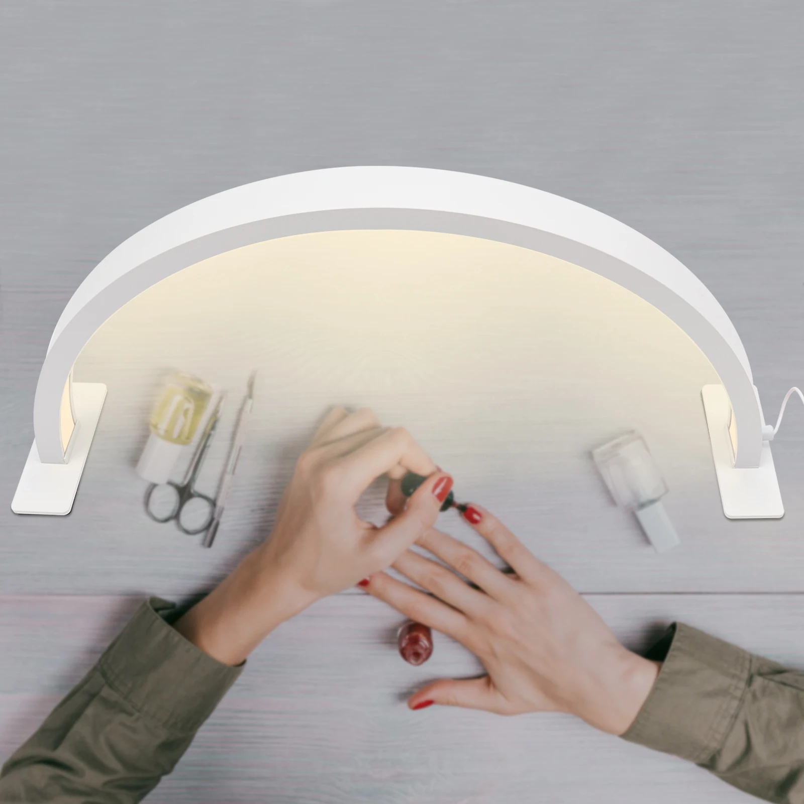 

LED Tabletop Half Moon Light Nail Art Beauty Salon Skincare Desk Light Adjust Brightness 3000-6000K