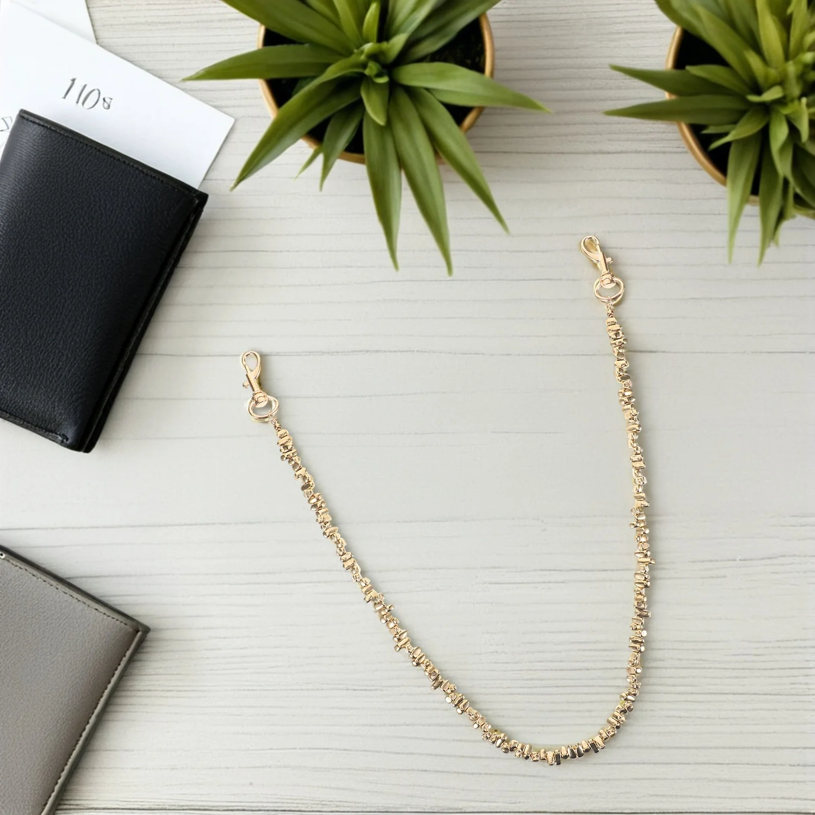 

Beaded Pants Chain Punk Trousers Hip Hop DIY Metal Wallet Clothing Alloy Belt Jeans