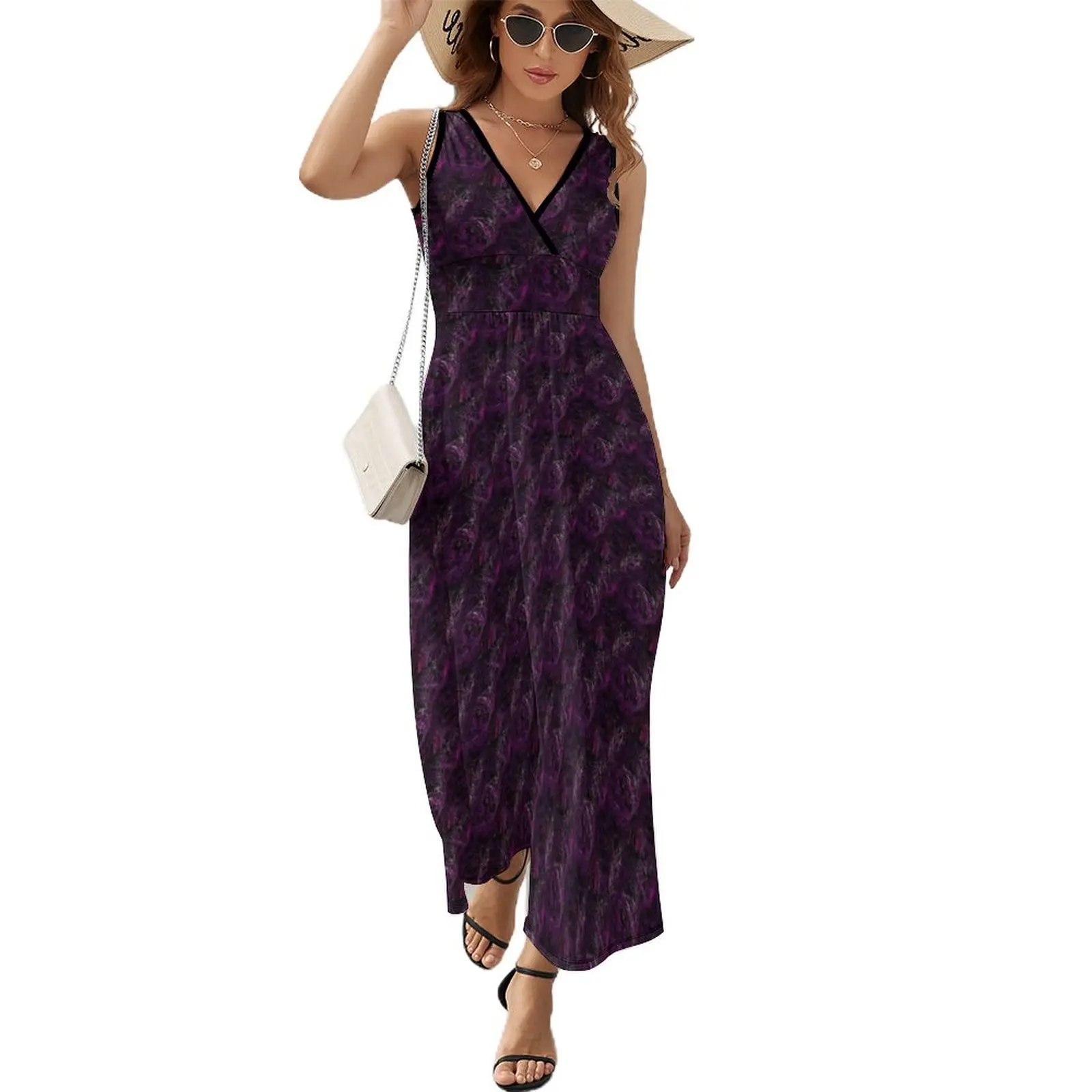 Vivid purple abstract Sleeveless Dress ceremony dresses cocktail dresses summer woman dress 2023