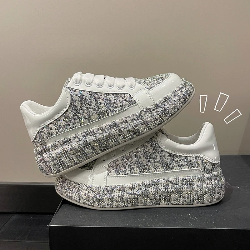 

Women's Full Diamond Luxury Sports Shoes Fashion Printed Embroidered Platform Shoes High Quality Designer Casual Shoes Zapatos
