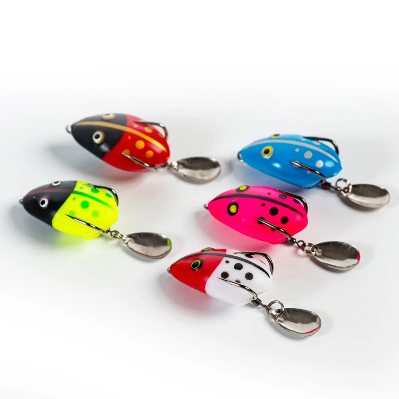 

4cm/5.3g Soft Frog Fishing Lure Mini Soft Lure Double Hooks Top Water Ray Frog Artificial Bait