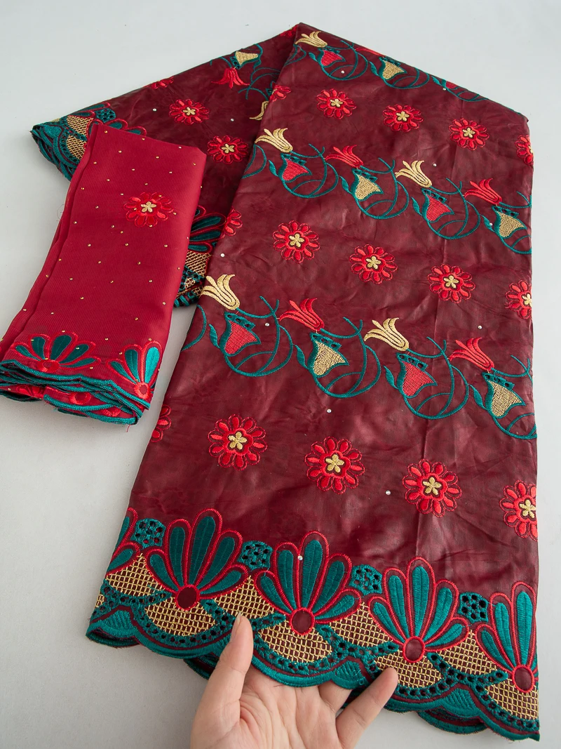 

Cotton Swiss Voile In Switzerland African Lace Embroidered Fabric with Stones Wedding Dress For Women Lace for diy,5+2Yards 4587