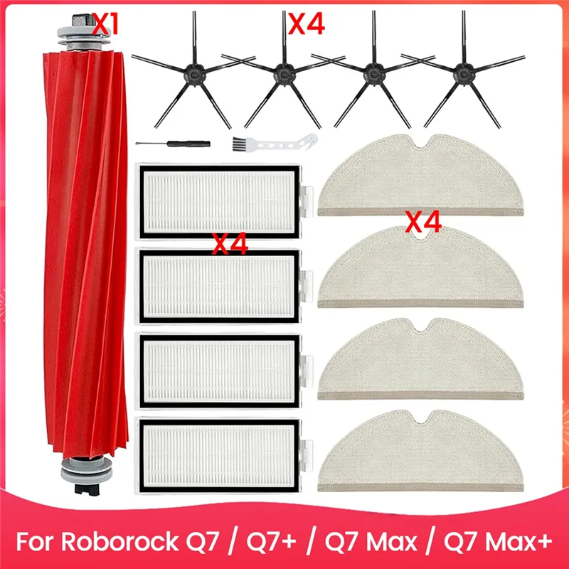 

ABFY-Accessories Kit For Xiaomi Roborock Q7 / Q7+ / Q7 Max / Q7 Max+ Robot Vacuum Parts Main Side Brush Hepa Filter Mop Cloth
