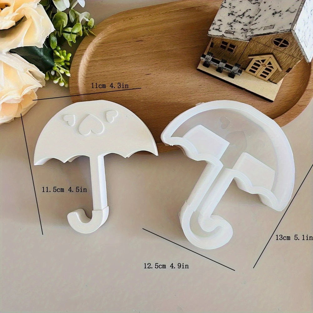 قالب مظلة من السيليكون مع فتحة على شكل قلب - مزهرية وحامل شموع ثنائي الغرض، مناسب لتزيين المنزل بنفسك، مواد حرفية