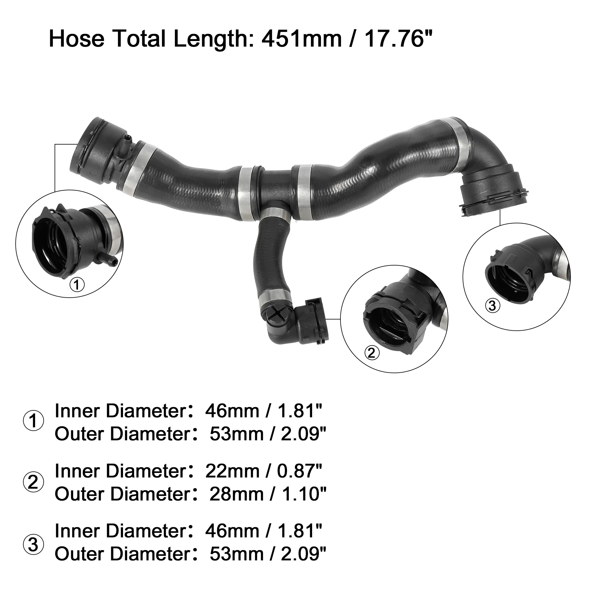 UXCELL Car Radiator Coolant Water Hose Manifold Air Inlet System for BMW 135i 2008-2013 for BMW 128i 2008-2012 17127525023