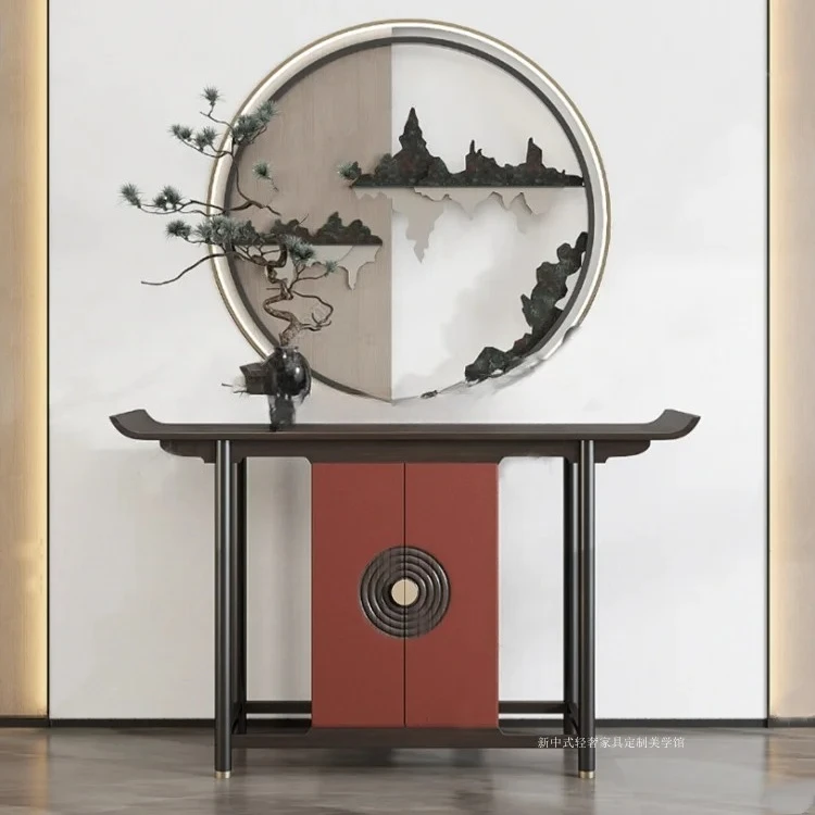 Retro aisle entrance table New Chinese solid wood storage table Hotel simple, against the wall Zen plan