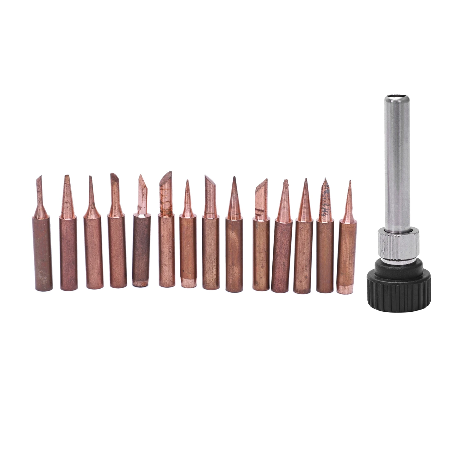 

A76K 15PCS Pure Copper Solder Iron Tip 900M Tip For Soldering Rework Station For 936, 937, 938, 969, 8586, 852D