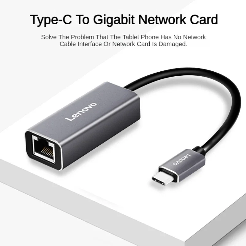 لينوفو-Type-C إلى منفذ شبكة جيجابت ، USB-C ، جولة RJ45 جيجابت بطاقة الشبكة السلكية ، موصل محول الكمبيوتر المحمول ، الخائن