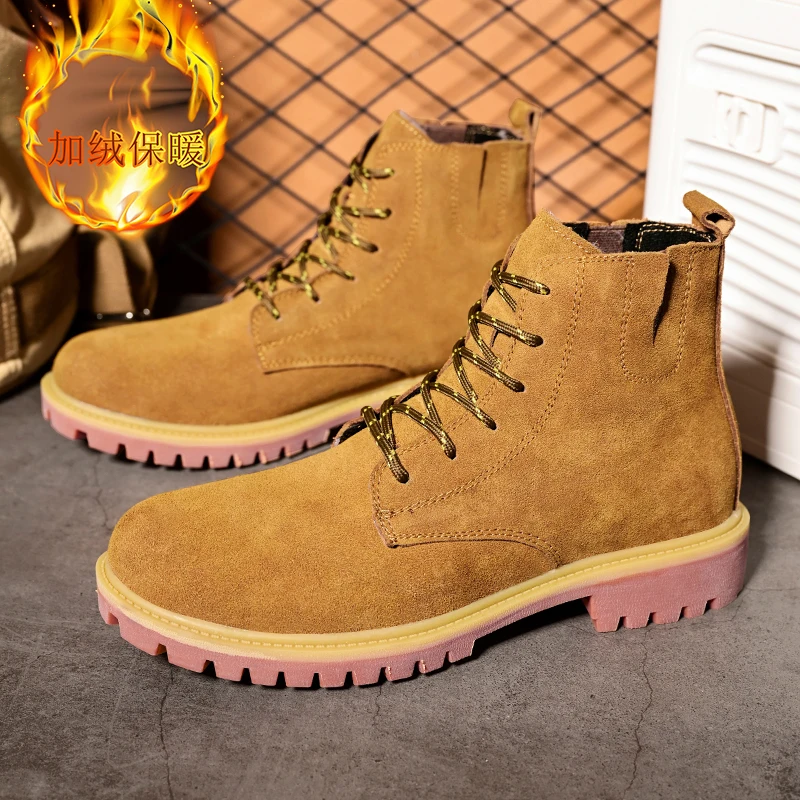 

Khaki Autumn Winter Cotton Warm High Top Boots Color Blocking Cool High-end Personalized Fashionable Plus Size Boots