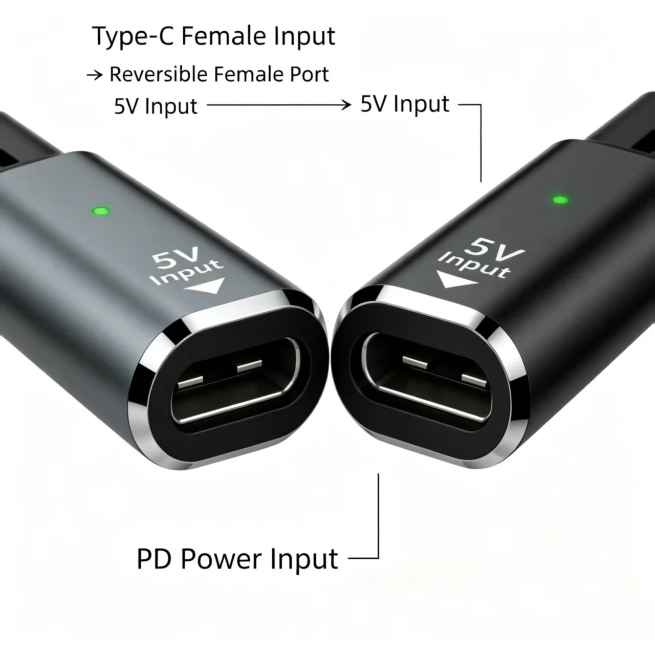 5V Type‑C Female to Dual Slot Male Adapter, USB‑C Charging Converter Compatible with Electric Shaver Hair Clipper, LED Indicator - view 6