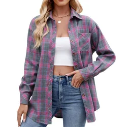 Women's Plaid Shirt Casual Autumn New Ladies Loose Tops Flannel Female Long Sleeve Blouses Korean Fashion Jacket Female Clothes