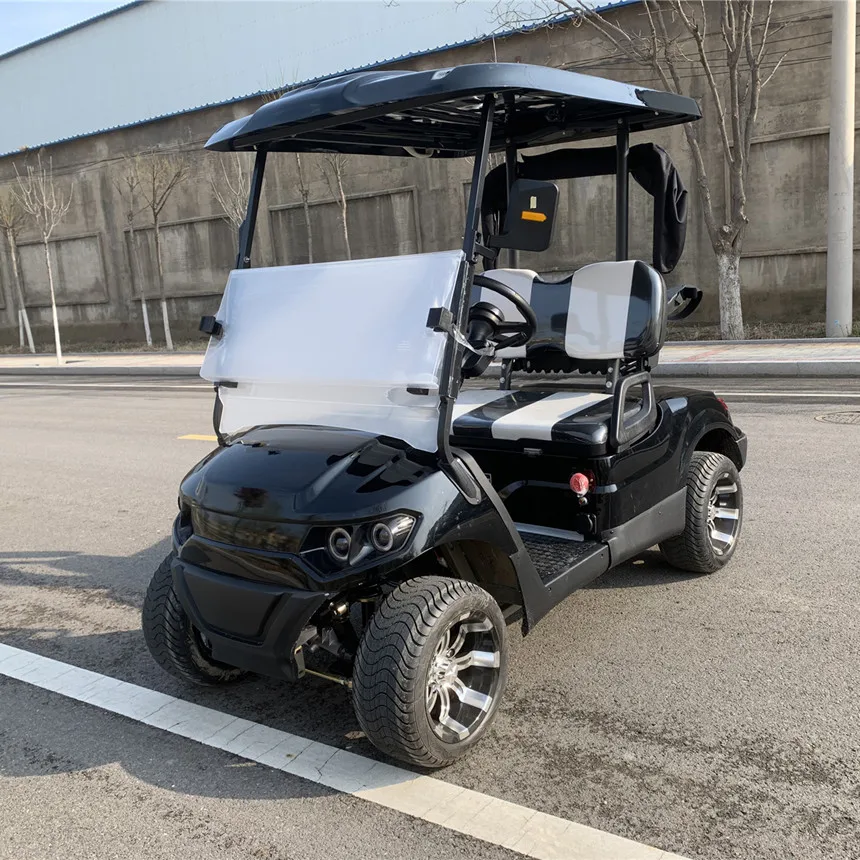 Carro de golf eléctrico todoterreno, bolsa de golf con suspensión delantera independiente, 4 ruedas, parabrisas plegable para coche, carrito de golf modelo C de 2 asientos