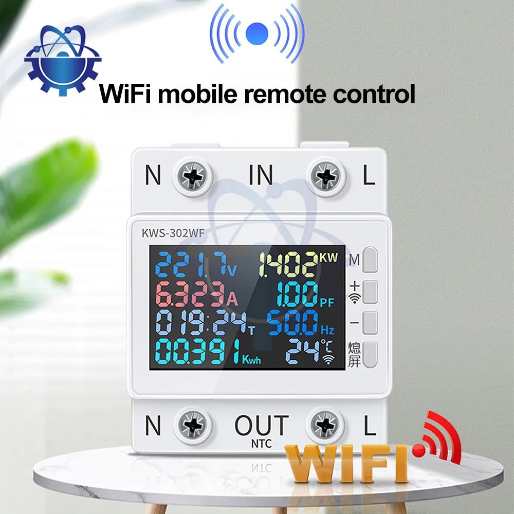 WIFI cyfrowy Monitor energii elektrycznej miernik napięcia prądu AC170-300V zdalny Monitor aplikacji watowe liczniki kilowatogodzin