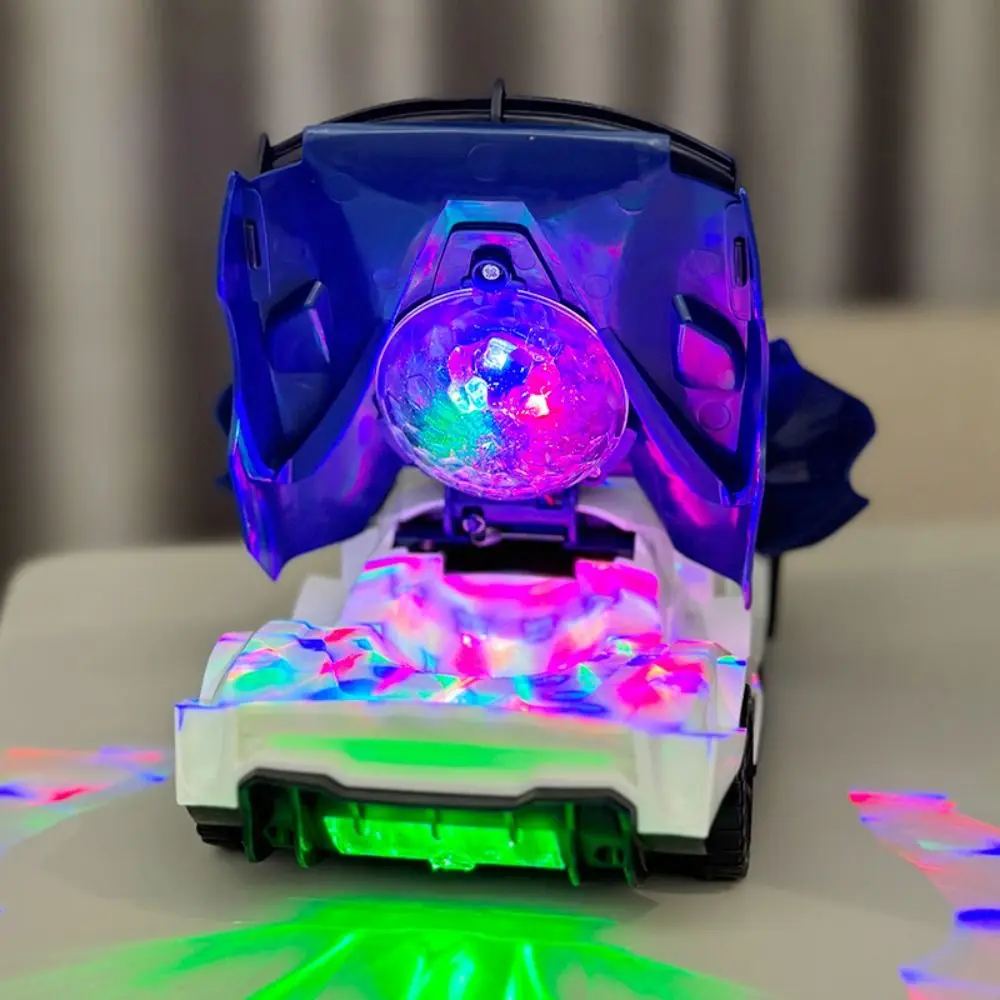 Transformar o veículo 360 °   Brinquedo giratório para carro de polícia, brinquedos sensoriais, som musical, luz LED, carro de polícia, portas que podem ser abertas