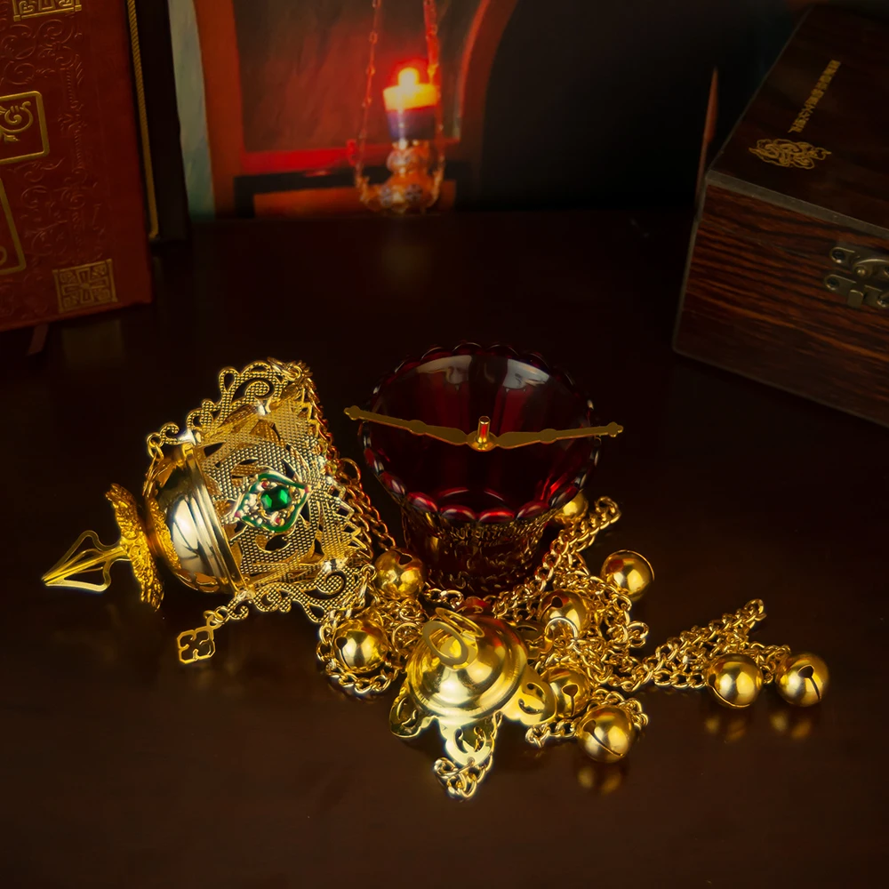 HTISOK Orthodoxe Westliche Kirchen-Vigillampe Kleine Hängelampe Mit Kette Hochwertig Handgefertigt Goldbeschichtet – Detail 9