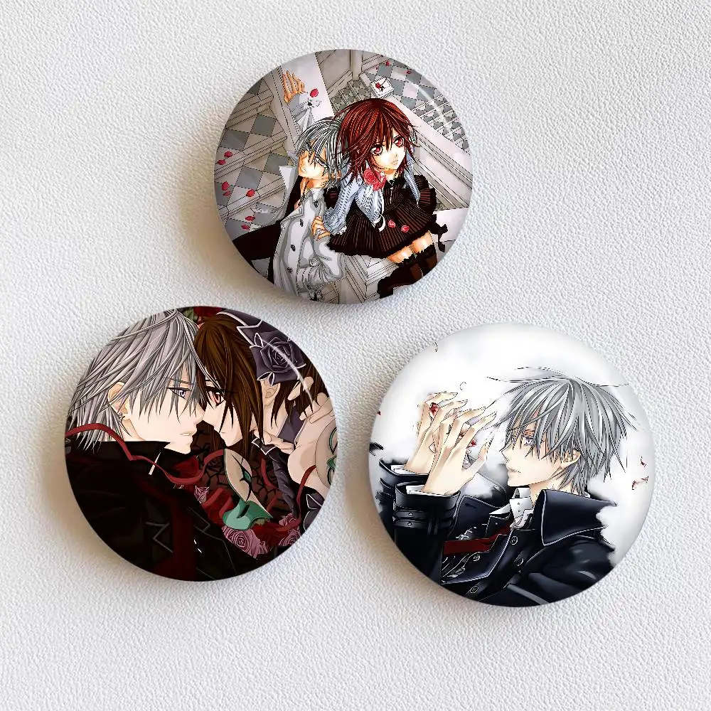 Vampire Knight Anime Cartoon Brooches Anime Badge Round Handmade Brooch Lapel Pins Jewelry For Backpack Clothes Gifts