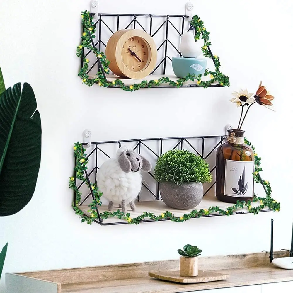 新しいグリーンリーフヴァインLEDストリングライト、タイマー付き、結婚式、パーティー、クリスマス、庭の装飾に