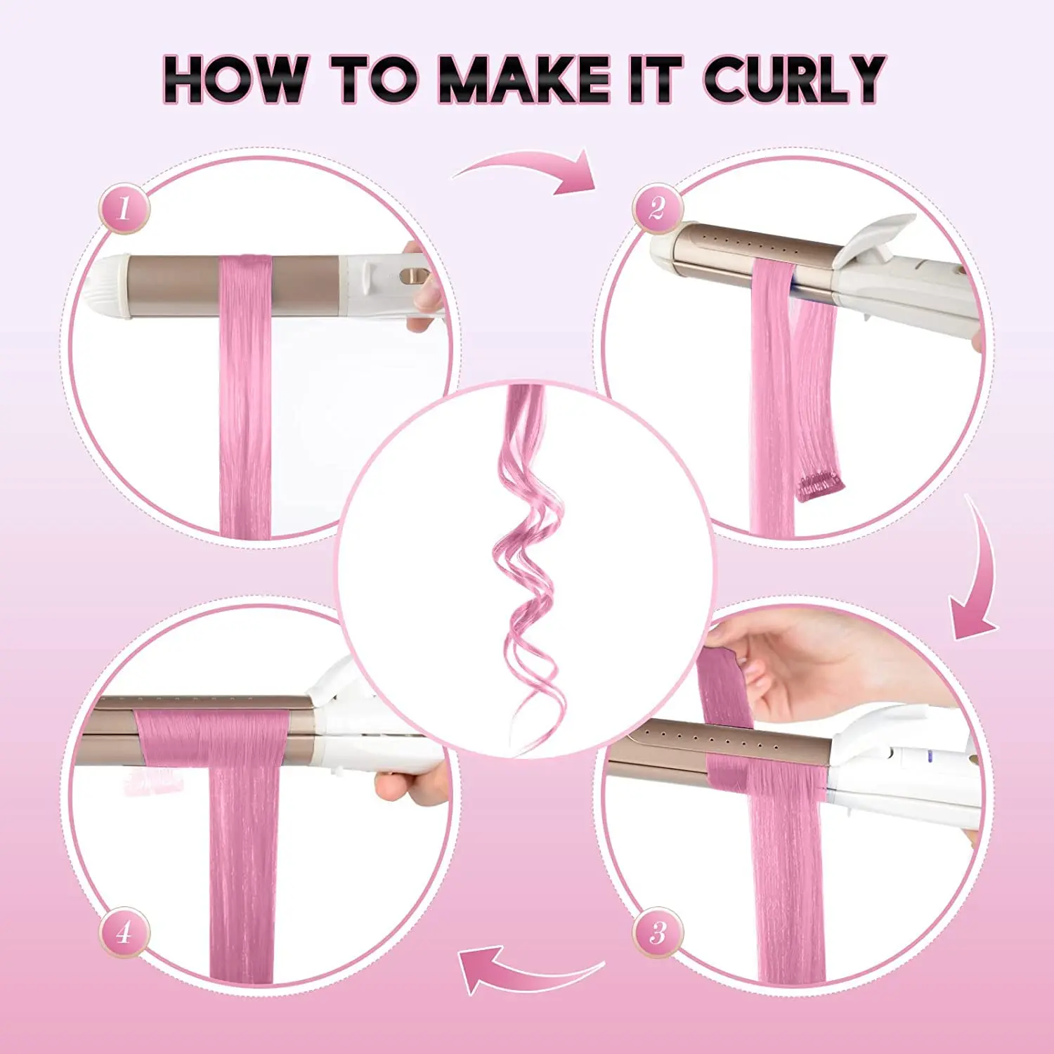 Clip per estensioni dei capelli da 22 pollici, 6/12 pezzi Estensioni dei capelli rosa Estensioni dei capelli colorati Punti salienti del partito Capelli sintetici lunghi