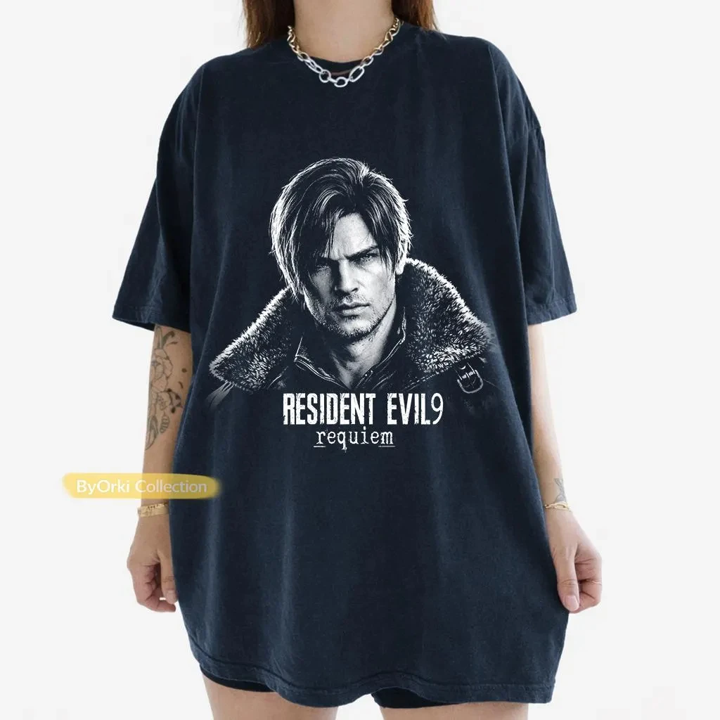 2026 Summer Women's Vintage Resident Evil Requiem T-Shirt Cotton and Breathable Short Sleeve Streetwear Oversized Loose Casual