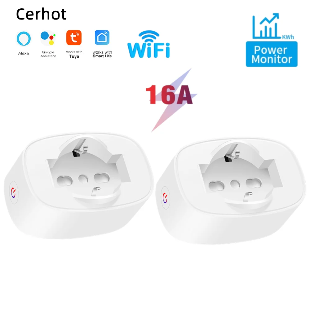 

Cerhot Tuya WiFi Smart Plug Standard Italy Socket with Power Monitor Smart Life APP Remote Voice Control for Google Home Alexa