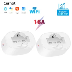 Tuya WiFi 16A Smart Plug  Standard Italy Socket with Power Monitor Smart Life APP Remote Voice Control for Google Home Alexa