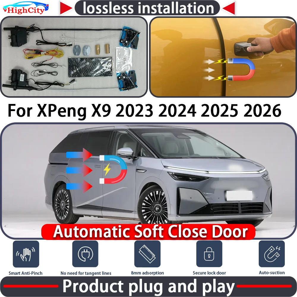 HighCity Electric Closing Door Lock Actuator for XPeng X9 2023 2024 2025 2026 Soft Close Power Latch System Auto Pull Door Kit