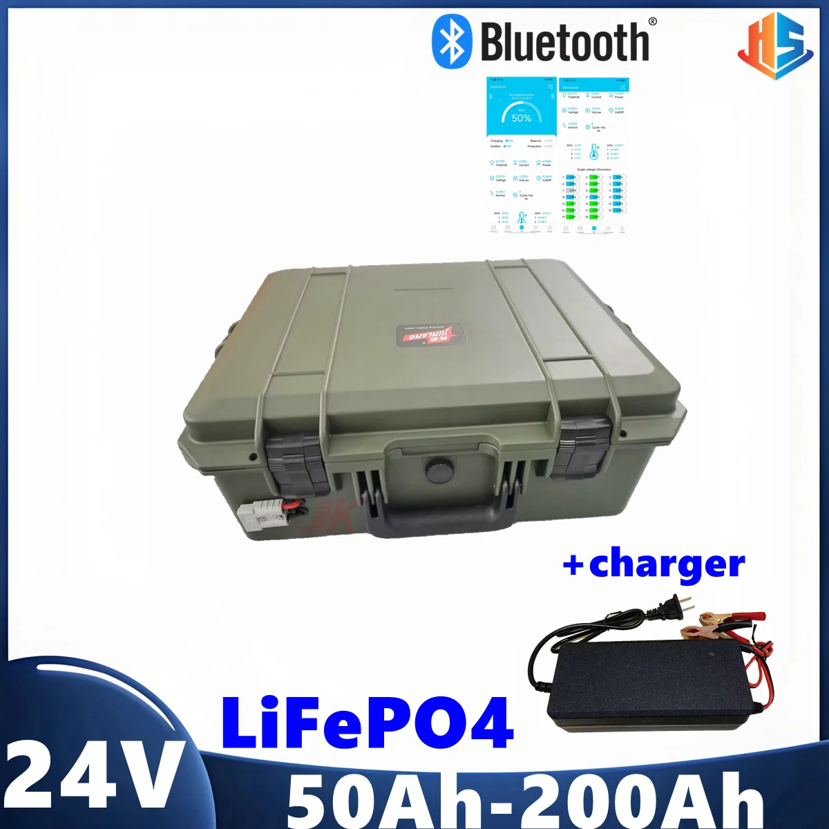 

waterproof 24V deep cycle LiFePO4 80Ah 100Ah 150Ah 200Ah 50Ah rechargeable Lithium Battery Portable power With Bms +10A Charger