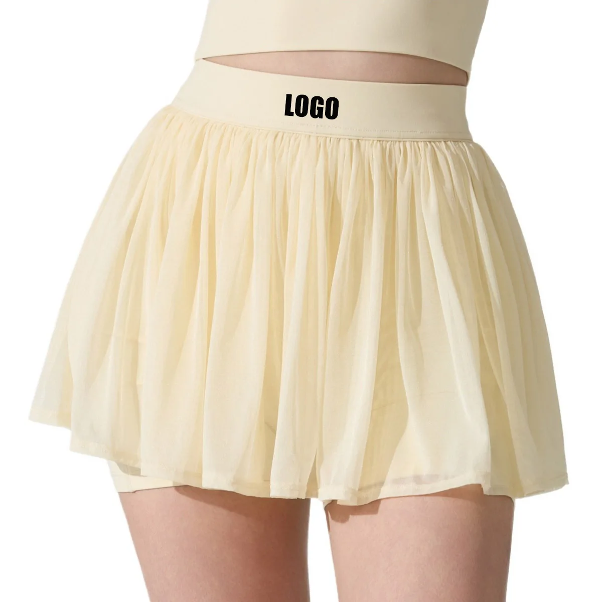 Custom LOGO women's mesh pleated skirt running fitness anti-light including pockets badminton tennis sports yoga skirt
