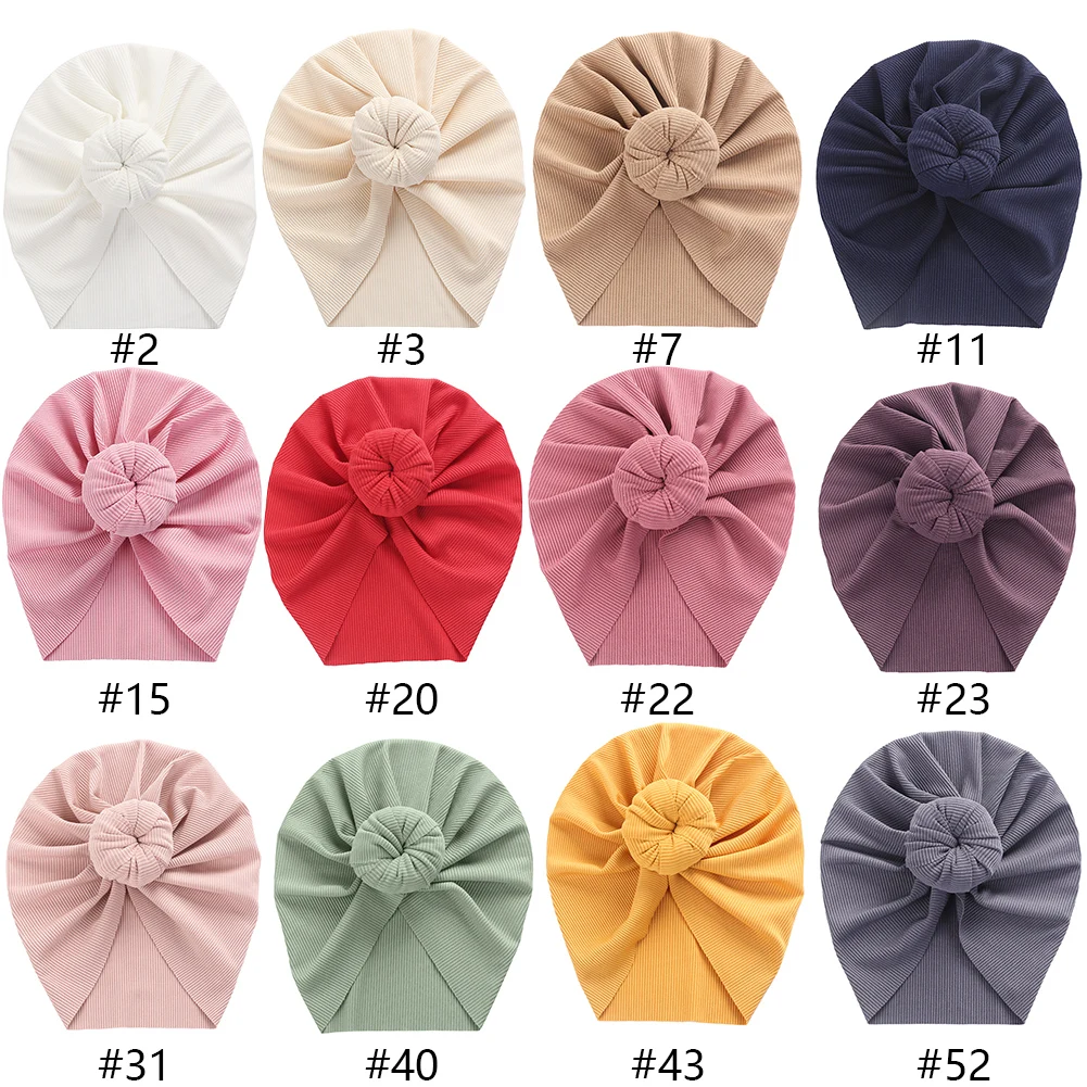 Baby Solid Ribbed Topknot Hat Kids Donut Ball Cap Newborn Girls Photography Props Spring Autumn Modis Beanie Turban Infant