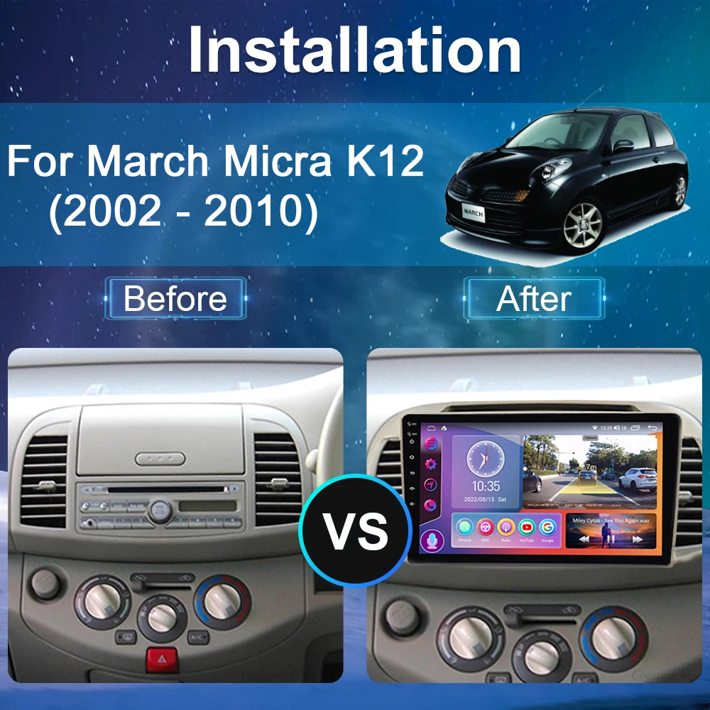 For Nissan March Micra K12 2002-2010 Car Radio Android Auto Stereo Multimedia Video Player Navigation GPS  Carplay Touch Screen