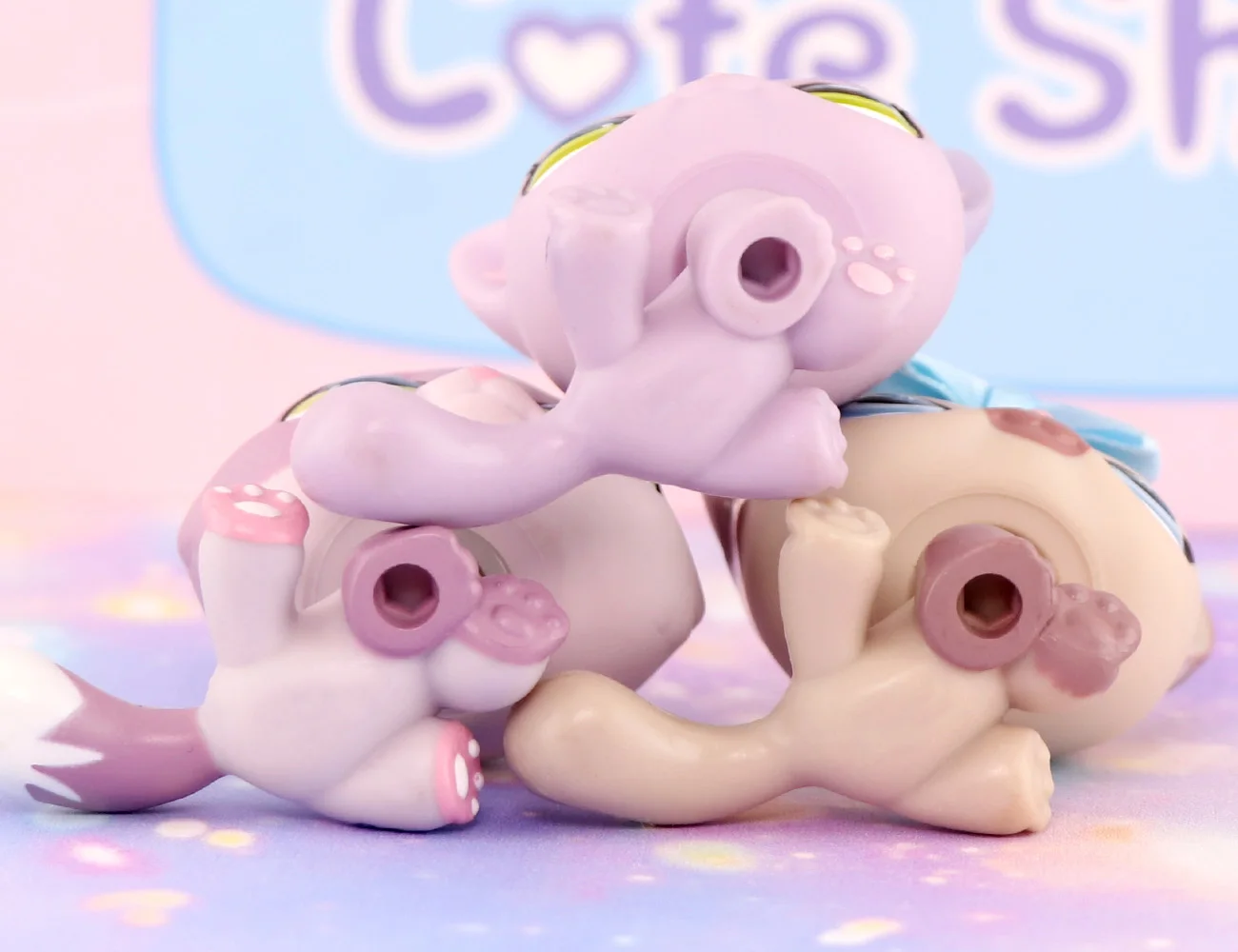 3 ロット座っているショートヘア猫 1994 664 パープルタビーボンボン猫 1660 かわいいおもちゃ子供女の子ギフト