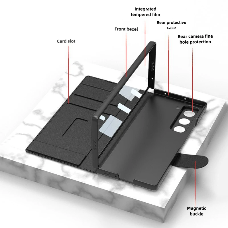 أضعاف 7 حامل بطاقة شاشة فيلم وحال بالنسبة لسامسونج غالاكسي Z أضعاف 7 6 فتحة القلم المغناطيسي مشبك المحفظة بولي Leather الجلود + PC الغطاء الصلب #3