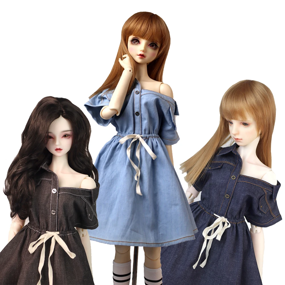 

BJD Doll clothes for 58-60CM 1/3 SD Dolls toys Ball Jointed Doll accessories Fashion denim dress, leather shoes