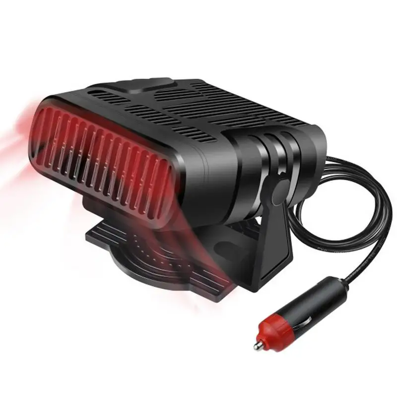 12/24V Car Heater Warmer 2 In 1 Fast Heating Cooling Car Heater Fan Windshield Defroster Defogger With 360 Degree Rotary Base