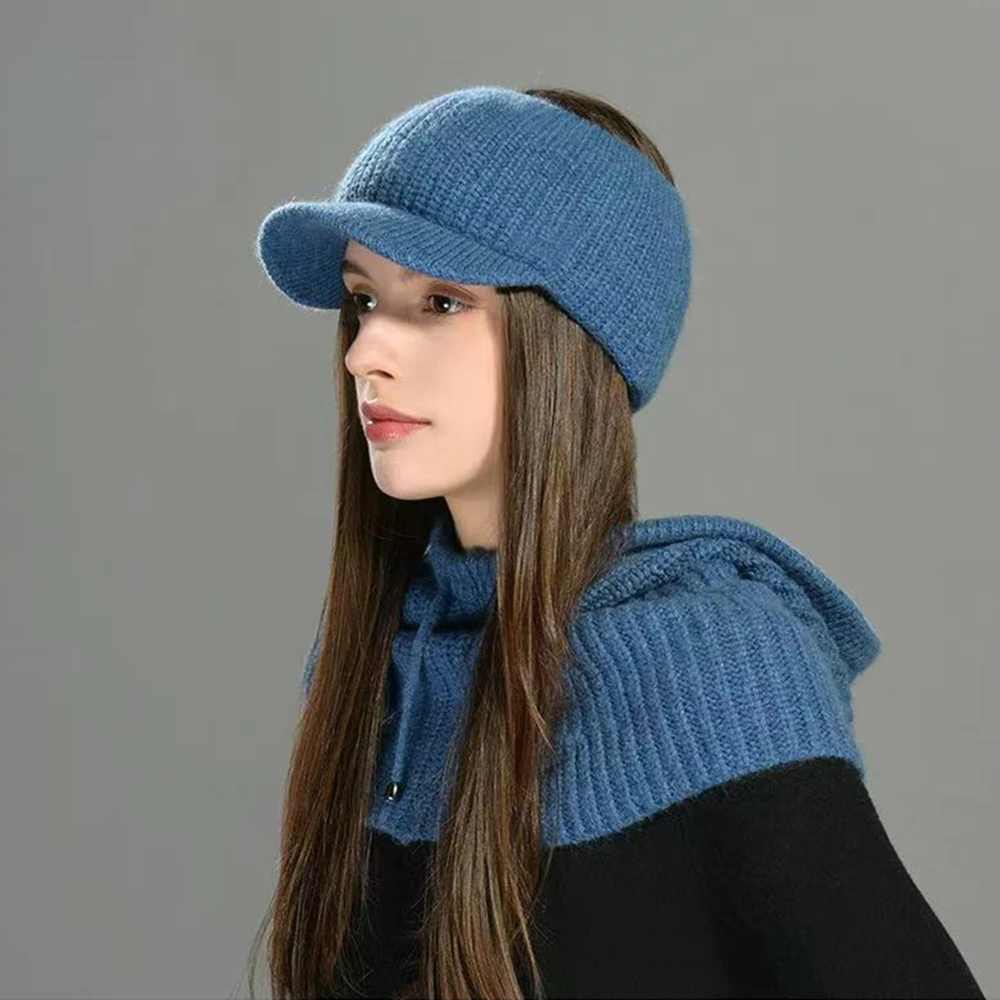 Luxyonuo Women's Balaclava Hat Sets 2026 Winter Thick Warm Knitted Cap Two Pieces Sets Soft Cashmere Blend Balaclava New Arrival