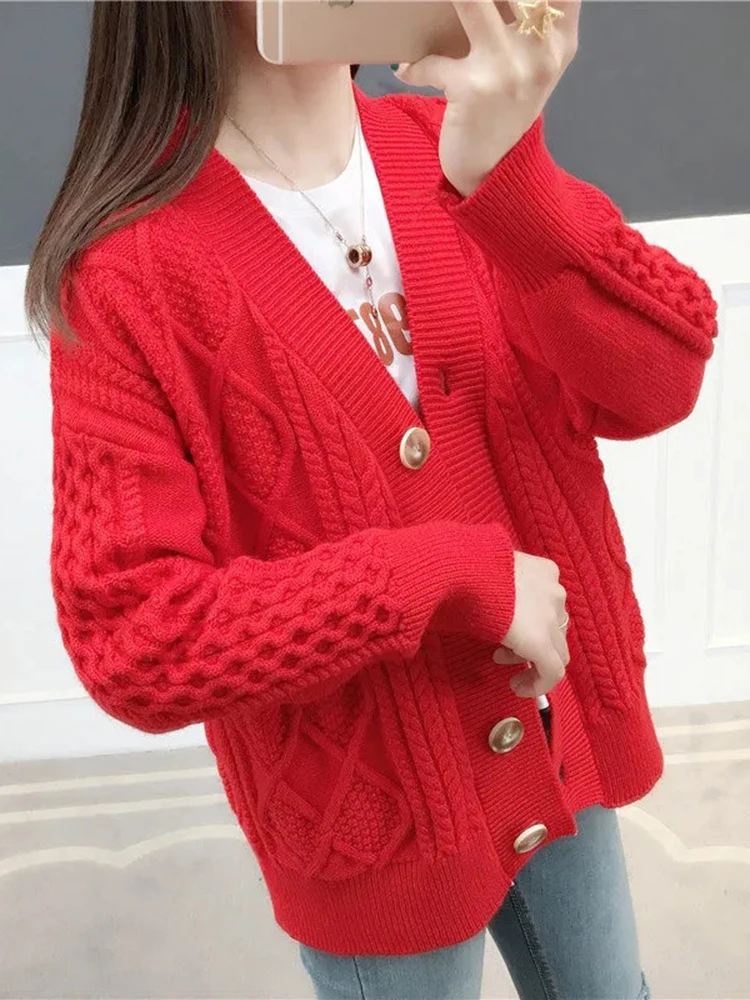 Winter Fall Mid Length Sweater Cardigan Loose Casual Soft Knitwears Coats Solid Color Woman Malhas Outwears New Long Sleeve Tops