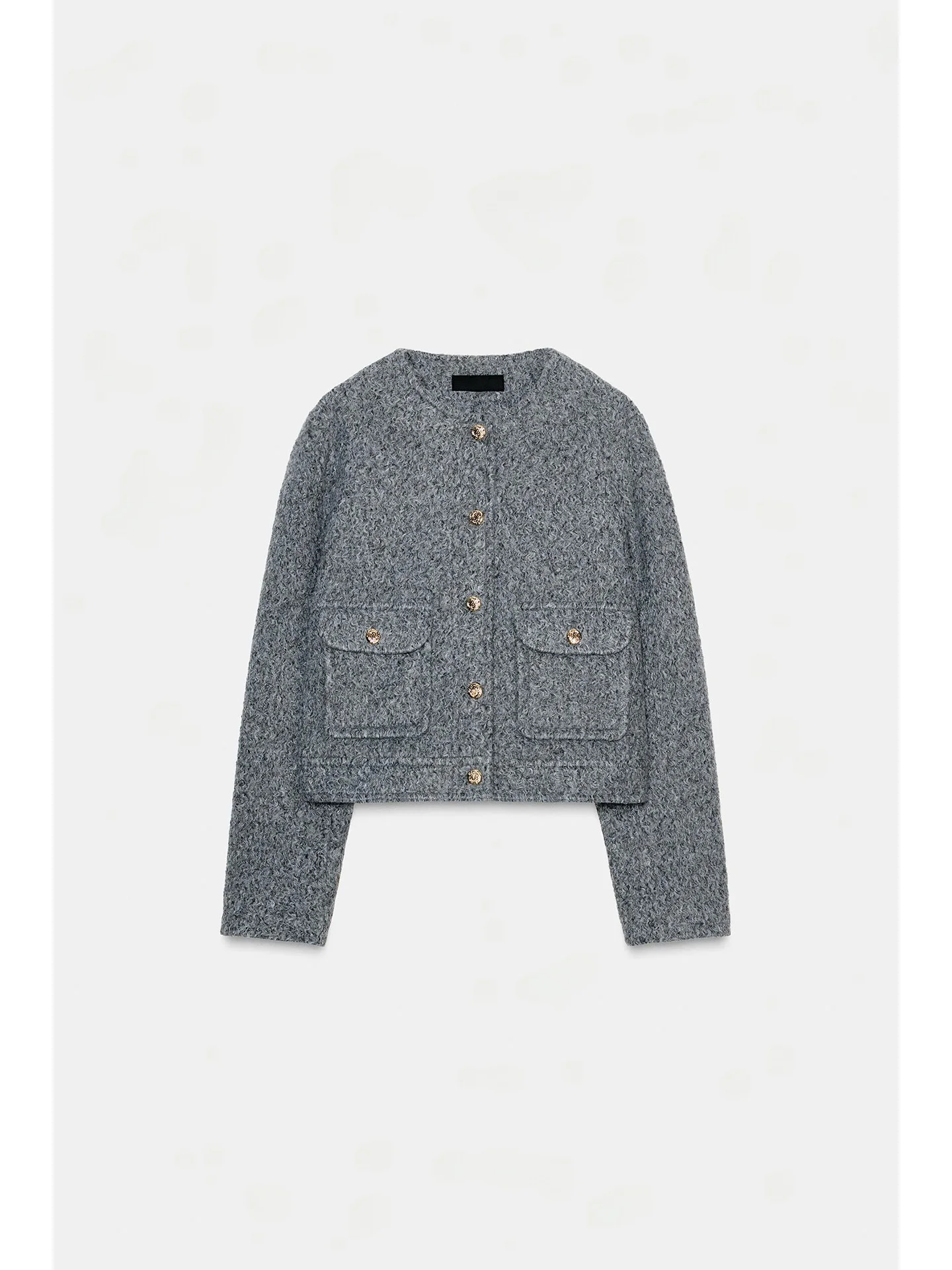 Spring 2026 Women's Casual Style Loose Fit Woolen Jacket Short Length Single Button Gold Embellished Casual Feel Fashionable